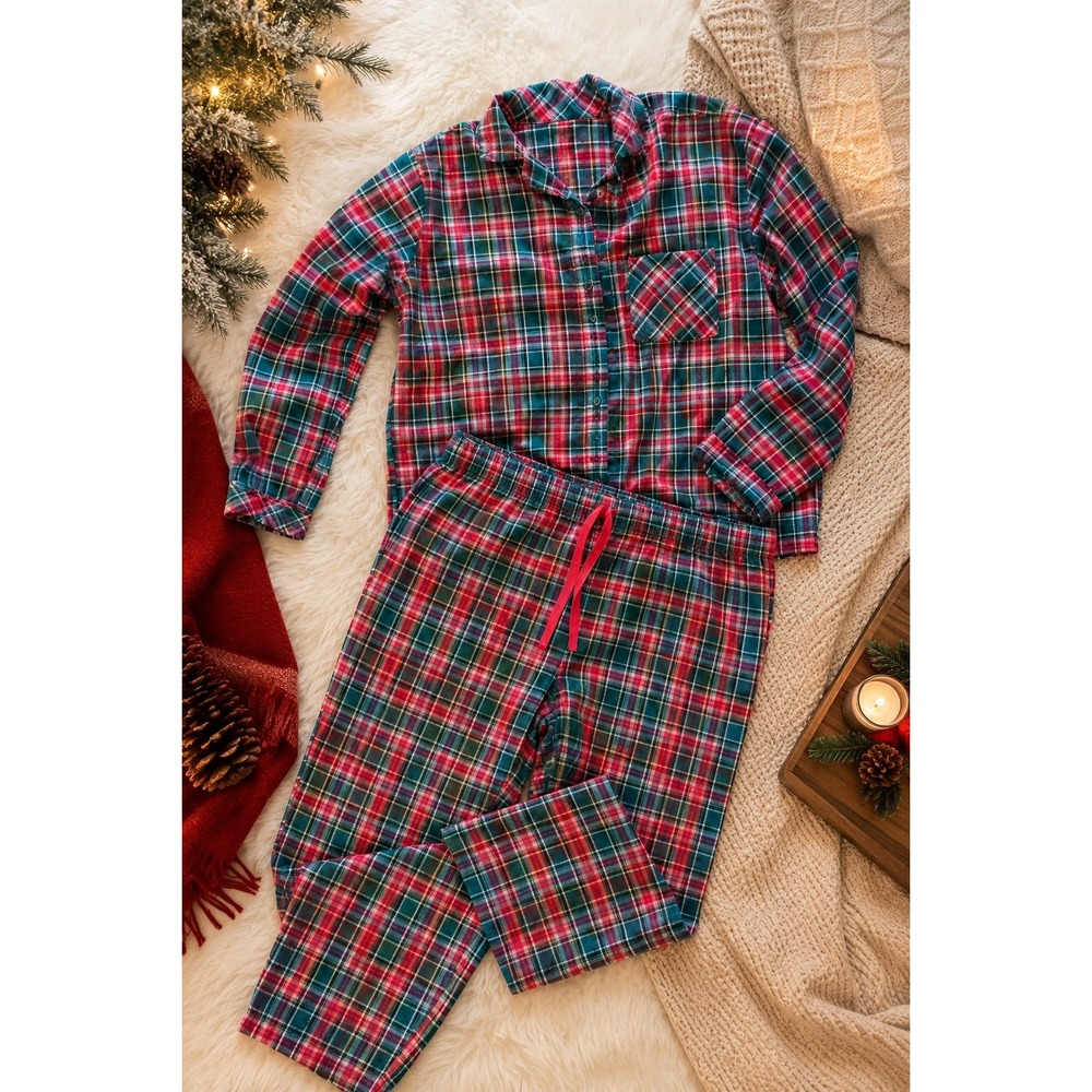 Voglo Plaid Flannel Pajama Set 2X Holiday Christmas Cozy Lounge Sleepwear